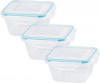 MagicHome Lunchbox set YH3 set de 3, 600 ml (13,5x13,5x13,5x7,5 cm) pătrat, Clip