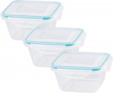 MagicHome Lunchbox set YH3 set de 3, 600 ml (13,5x13,5x13,5x7,5 cm) pătrat, Clip