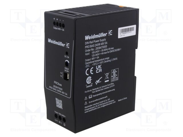 Alimentator pulsatoriu WEIDM&Uuml;LLER 240W 48VDC 5A pentru şină DIN