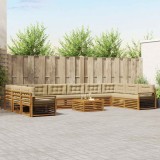 vidaXL Seturi de canapele 11 pcs Natural și Bej Lemn Solid de Acacia 3374263