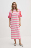 United Colors of Benetton rochie din bumbac culoarea roz, midi, oversize