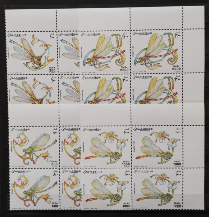SOMALIA-INSECTE-LIBELULE-4 x 4 Val.-MNH**SOM 127A