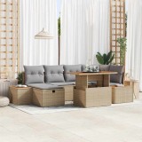 VidaXL Set de canapele pentru grădină cu pernă 7 pcs Bej Rattan poli