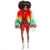 Papusa Barbie, Extra Style, Rainbow Coat, 30 cm