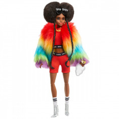 Papusa Barbie, Extra Style, Rainbow Coat, 30 cm