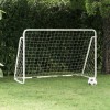 Poarta Fotbal vidaXL, 180x90x120cm, Otel Alb + Plasa Poliester, Accesorii Fixare, Rezistenta Intemperii