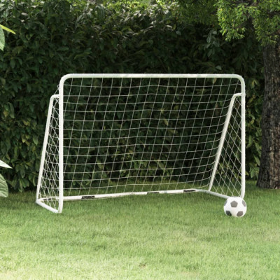 Poarta de fotbal cu plasa, alb, 180x90x120 cm, otel GartenMobel Dekor foto
