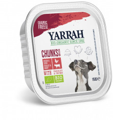 Hrana umeda bio pentru caini, bucati de carne de vita si pui, 150g Yarrah foto
