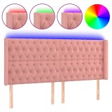 Cumpara ieftin Tablie de pat cu LED, roz, 203x16x118/128 cm, catifea