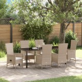 vidaXL Set de Scaune Exterioare cu pernă 7 pcs Bej 200 x 80 x 73 cm