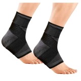 Set 2 x Glezniera elastica, marime M, tip bandaj, protectie pentru glezna, negru gri