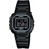 Ceas Dama Casio LA-20WH-1BDF Analogic, Mecanism Baterie, Negru, Curea Cauciuc, Carcasa Rotunda 30.5mm