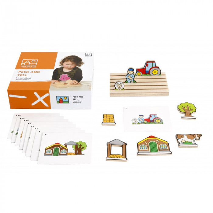 Joc Potriveste si povesteste Toys For Life, 24.5 x 29.5 cm, lemn/carton, 8 carduri, 3 ani+