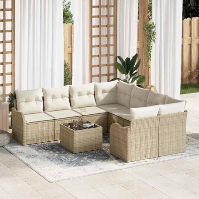 vidaXL Set de canapele pentru grădină 9 pcs Bej 55 x 55 x 37 cm 3345641 foto