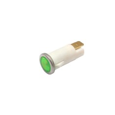 Indicator LED snap de panou din plastic, 12.5mm, 2 pini 6.3mm, verde, 12-24V DC, IP65, FL1P-12.5QJ-2-GREEN