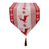 Cumpara ieftin Traversa masa Craciun textil alb rosu 33x180 cm