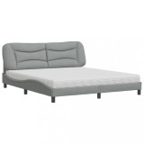 Cumpara ieftin Pat cu saltea, Hvar, gri deschis, 180x200 cm, material textil