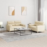VidaXL Set de canapele cu perne, 2 piese, crem, material textil