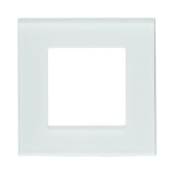 Rama simpla din sticla alba pentru priza si intrerupator, 86x86x10 mm
