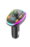 Modulator FM Auto cu Bluetooth 5.0, Handsfree, Incarcare rapida prin USB 3.1A, Lumina ambientala, Negru, Modulator FM Stereo