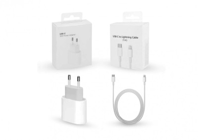 Set Incarcator compatibil Apple, USB-C 20W Fast Charger si cablu USB-C Lightning, Compatibil cu iPhone 13, 13 Pro, 13 Pro Max, iPhone 12 Pro Max, 12 P foto