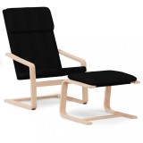 Cumpara ieftin Scaun de relaxare cu taburet, negru, textil