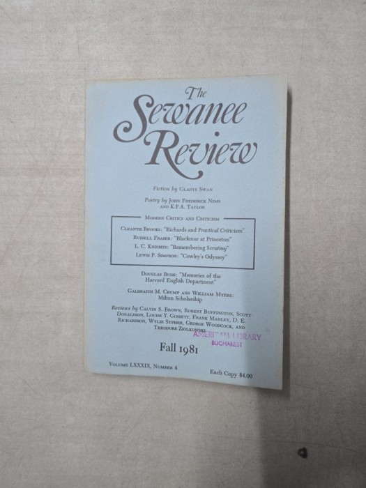 The Sewanee Review - Gladys Swan - nr. 4/1981