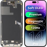 Cumpara ieftin Display cu Touchscreen MP compatibil cu Apple iPhone 14 Pro, cu Rama, Versiune Premium Soft OLED FHD 120Hz Diagnostic, Negru