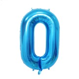 Balon din folie flippy, cifra 0, 81 cm, pentru aer sau heliu, bulk, albastru