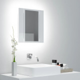 Dulap de baie cu oglinda si LED, alb extralucios 40x12x45 acril GartenMobel Dekor, vidaXL