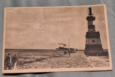 Litoralul romanesc - Constanta farul din port, Carte postala veche, circulata - corespondenta