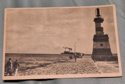 Litoralul romanesc - Constanta farul din port, Carte postala veche, circulata - corespondenta foto