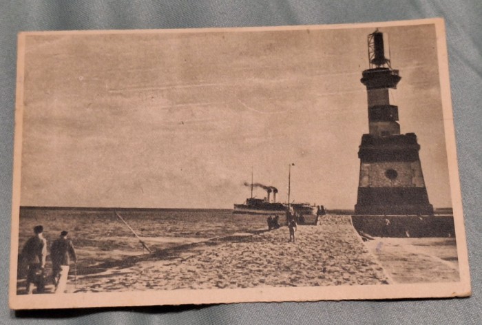 Litoralul romanesc - Constanta farul din port, Carte postala veche, circulata - corespondenta