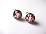 cercei cu sticla cu motiv floral 45876