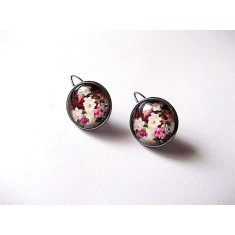 cercei cu sticla cu motiv floral 45876