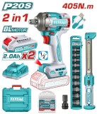 TOTAL - KIT COMBO 20V - MASINA DE INSURUBAT CU IMPACT, LAMPA DE LUCRU (INCLUDE 2 ACUMULATORI SI 1 IN