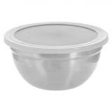 Caserolă Alimente Metalică, Capacitate 1L, Capac Plastic, Argintiu, Oem