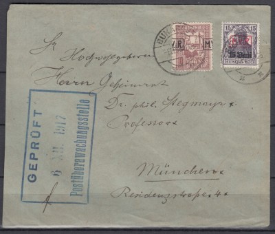 ROMANIA 1917/1918 TIMBRE DE AJUTOR EROARE SUPRATIPAR M.V.I.R.IN CHENAR /PLIC foto