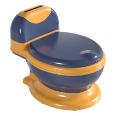 Olita bebelusi tip wc, pentru copii 1-8 ani, colac moale, compartiment detasabil si depozitare hartie, albastru-portocaliu