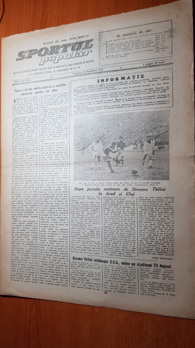sportul popular 21 noiembrie 1953-intalnire internationala de inot RPR-RPB