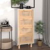 VidaXL Servantă, alb, 40x30x90 cm, lemn masiv pin și ratan natural 345642