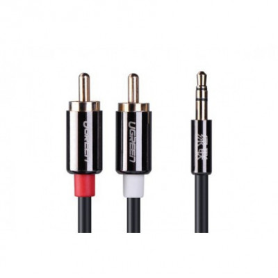 3.5mm Jack male to 2RCA male cable metal connector-Lungime 1 Metru foto