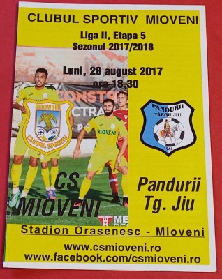 Program meci fotbal CS MIOVENI - PANDURII TARGU JIU (28.08.2017) foto