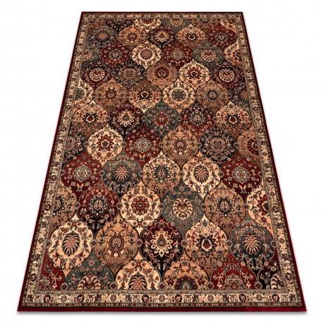 Covor de l&acirc;nă KASHQAI 4373 300 oriental, spalier bej / vin roșu, 200x300 cm