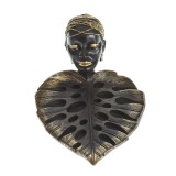 Tava decorativa in forma de frunza cu bust feminin