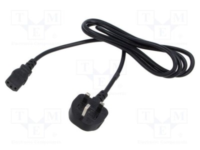 Cablu 3x1mm2 BS 1363 mufă IEC C13 mamă PVC 1,8m negru POS foto