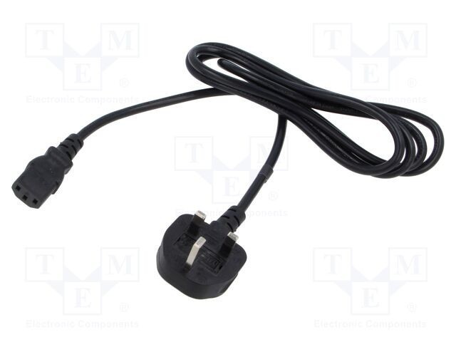 Cablu 3x1mm2 BS 1363 mufă IEC C13 mamă PVC 1,8m negru POS