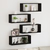 vidaXL Rafturi Perete Stejar Negru 60x15x23 cm, Set 4 Bucati, Raft Suspendat, Montaj Facil, Design Modern