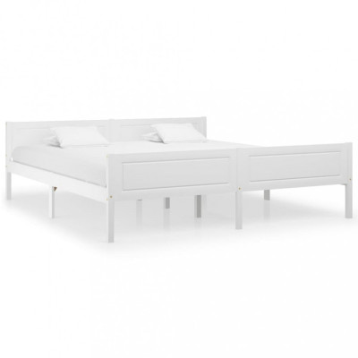vidaXL Cadru de pat, alb, 180x200 cm, lemn masiv de pin foto