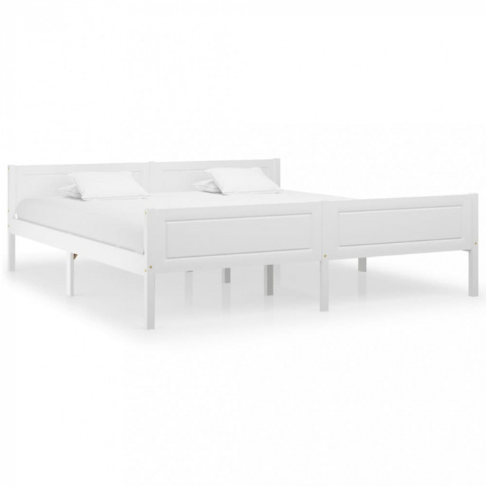 vidaXL Cadru de pat, alb, 180x200 cm, lemn masiv de pin